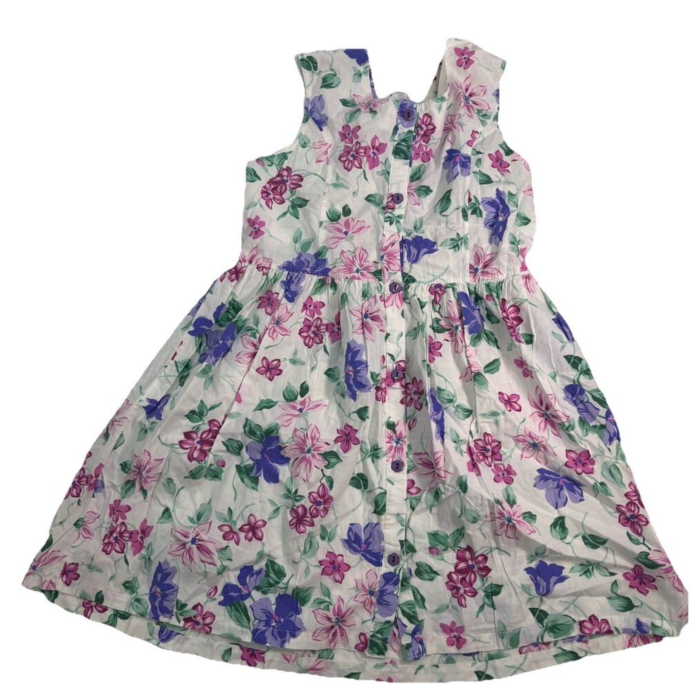 VTG Rachel's Kids Girls Dress Size 14 Floral Pink Cottage Sleeveless Tie Back